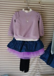 デニム×カラーチュチュのスカート、紫Ver.